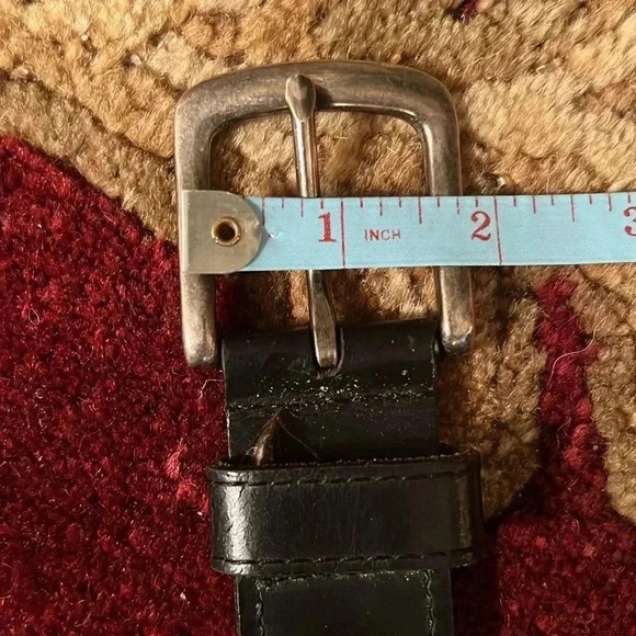 Unisex Genuine Black Perforated Leather Belt with Brushed Silver Buckle XL - Picture 8 of 14